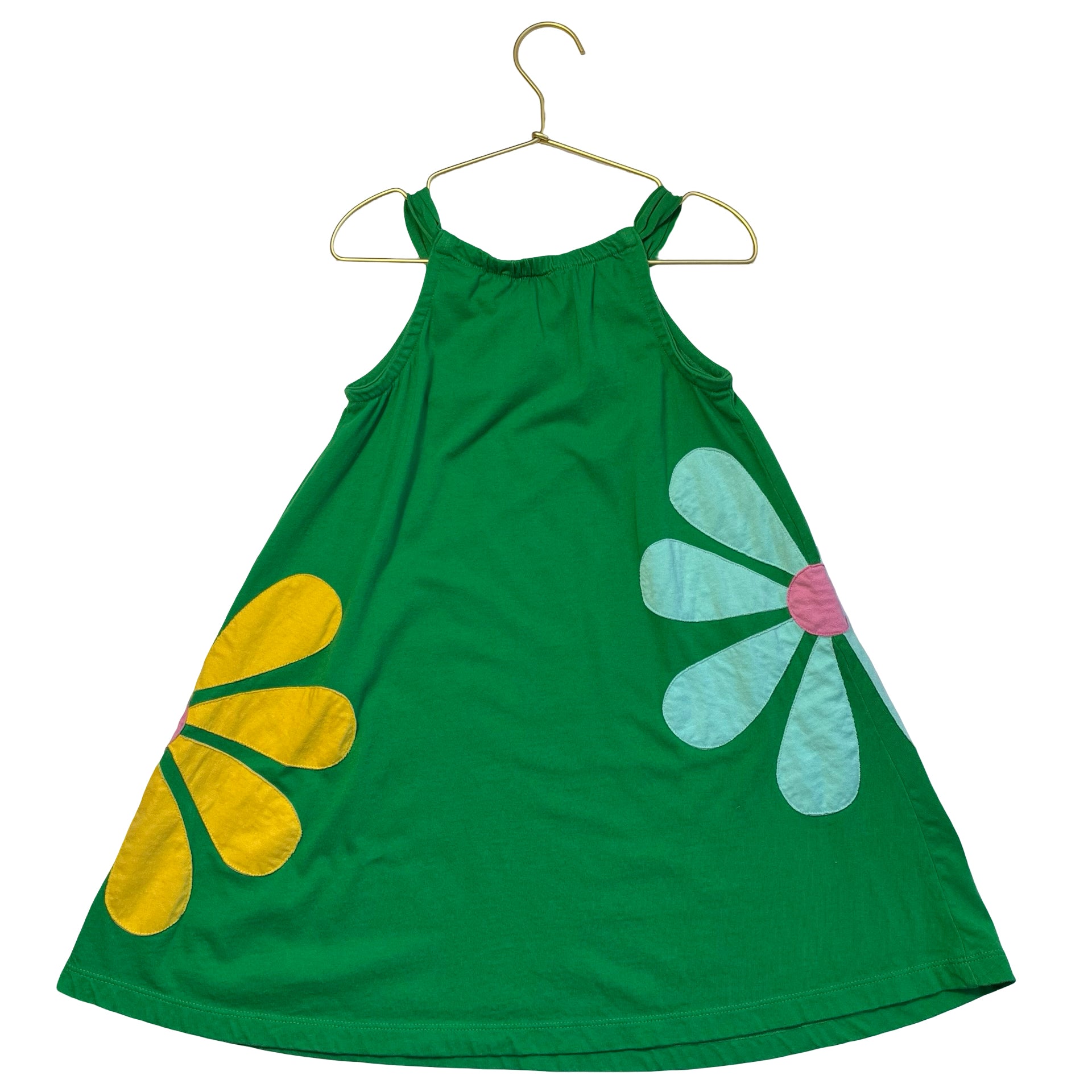 Hanna Andersson Green Flower Applique Dress - Size 6-7