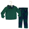 Gymborbee Green & Navy Tartan Plaid Leggings & Cotton Sweater Set - Size 2T