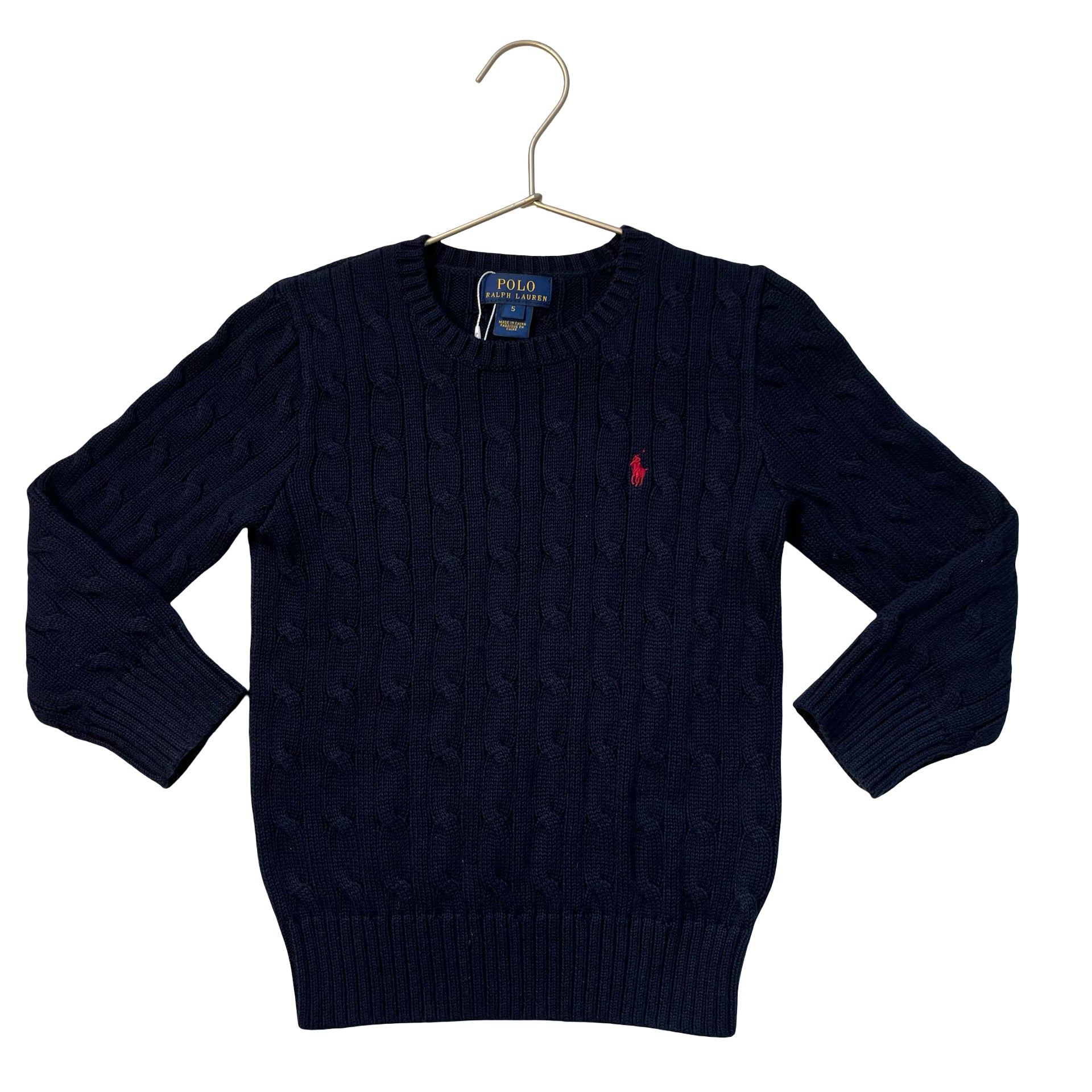 Polo Ralph Lauren Navy Cable-Knit Cotton Sweater - Size 5