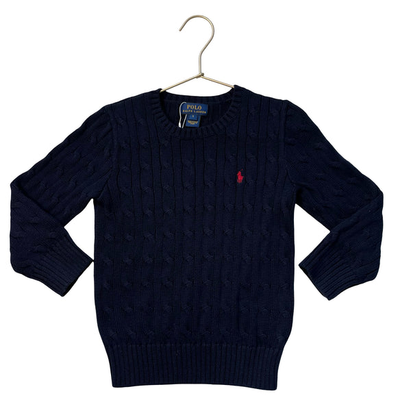 Polo Ralph Lauren Navy Cable-Knit Cotton Sweater - Size 5