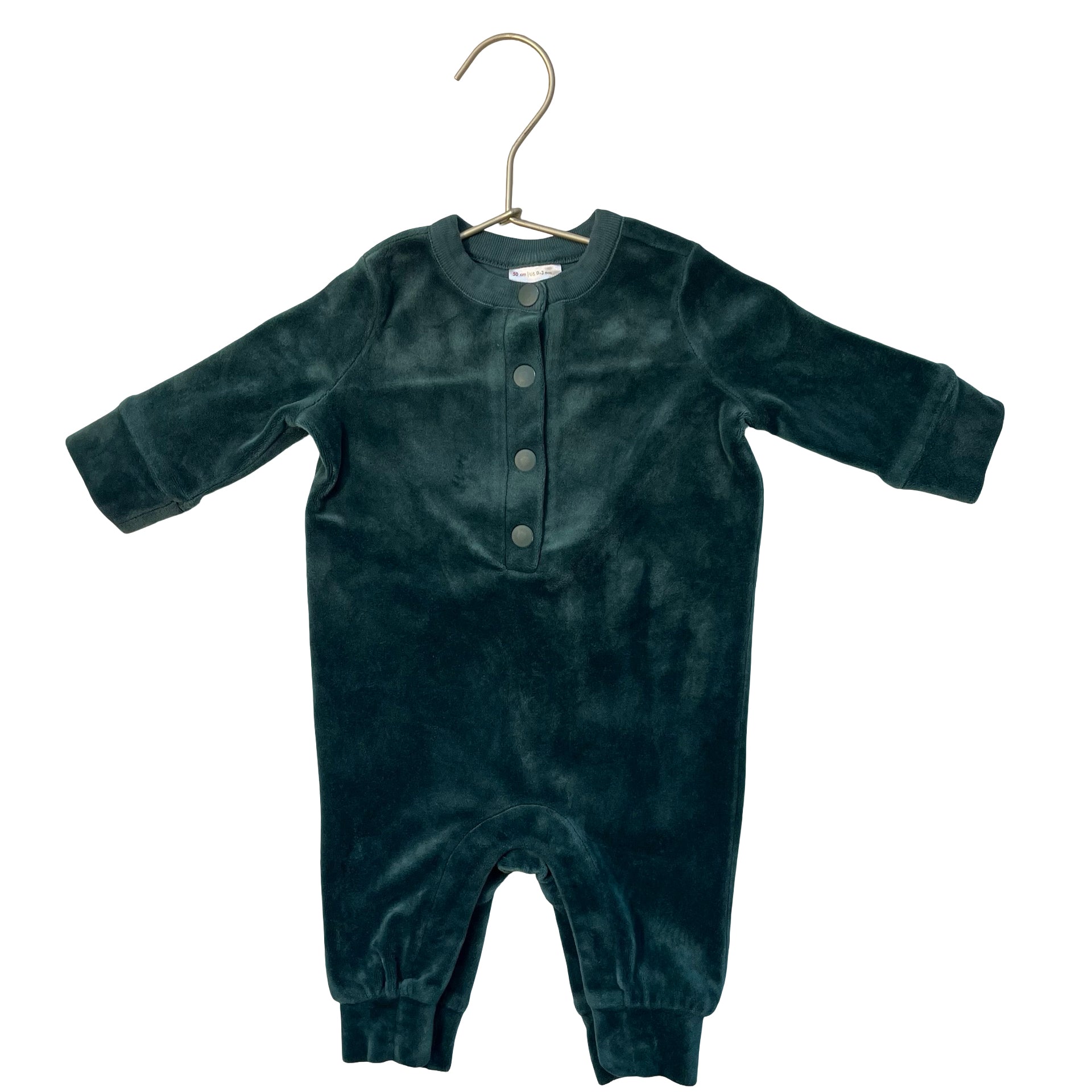 Hanna Andersson Green Velour One-Piece Jumpsuit - Size 0-3 Mo