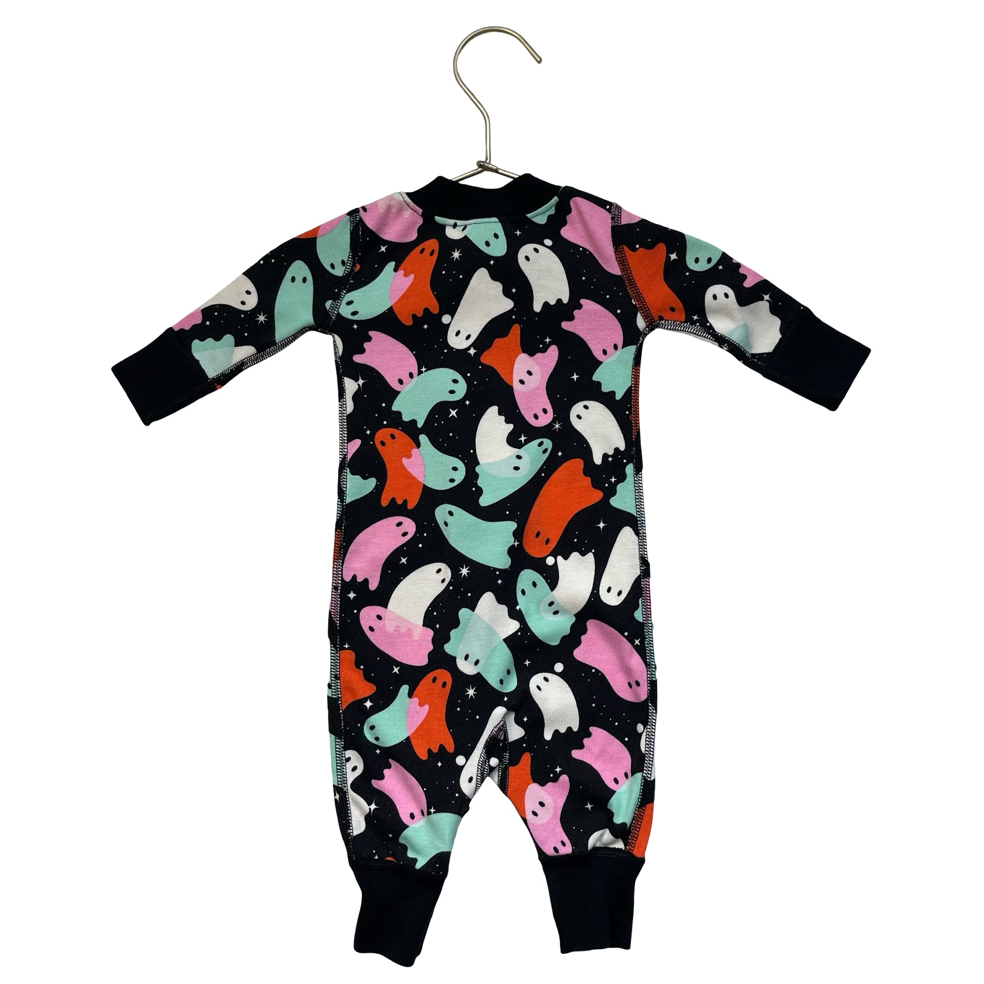 Hanna Andersson Black & Multi-Color Ghost Print One-Piece - Size 0-3 Mo