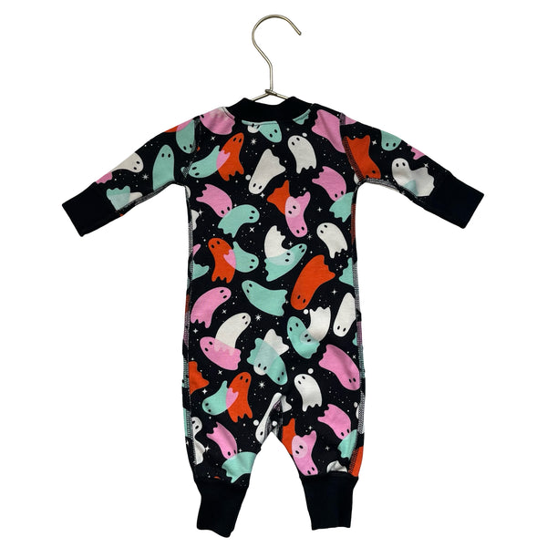 Hanna Andersson Black & Multi-Color Ghost Print One-Piece - Size 0-3 Mo
