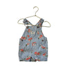 OshKosh Light Blue Peach Fruit Print Shortalls - Size 9 Mo