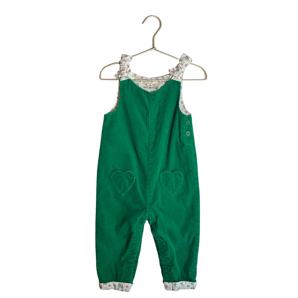 Baby Boden Green Corduroy Floral-Lined Overalls - Size 18-24 Mo