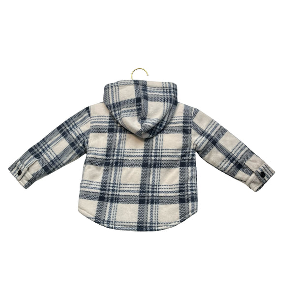 Volcom Ivory & Blue Plaid Fleece Shacket Jacket - Size 18 Months