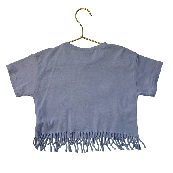Zara Lavender Fringe Trim Crochet Heart T-Shirt - Size 3