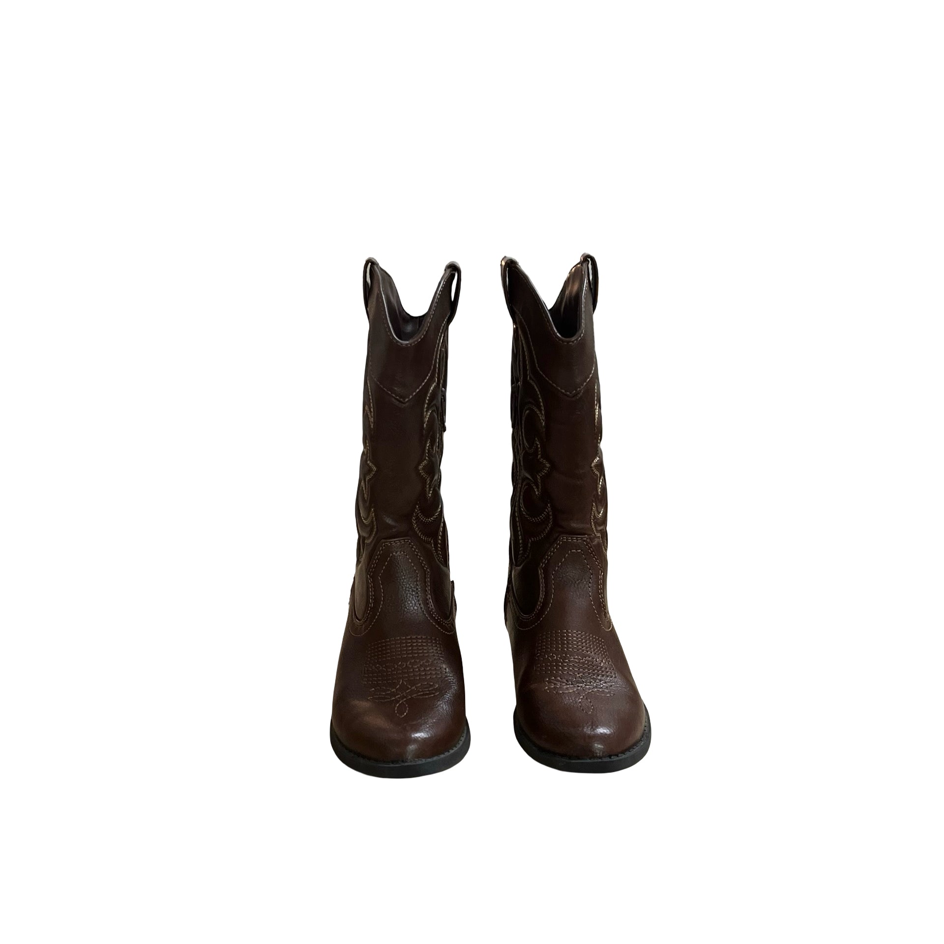 Cat & Jack Brown Faux Leather Cowboy Boots - Size 13