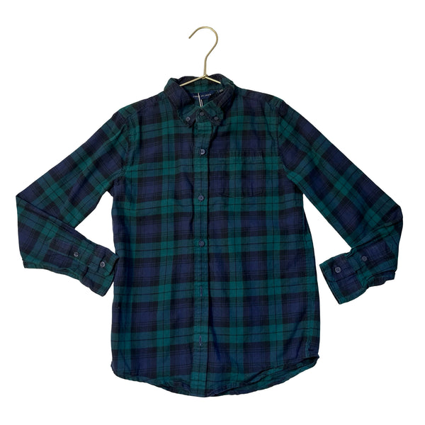 Janie and Jack Navy & Green Tartan Plaid Flannel Shirt - Size 8