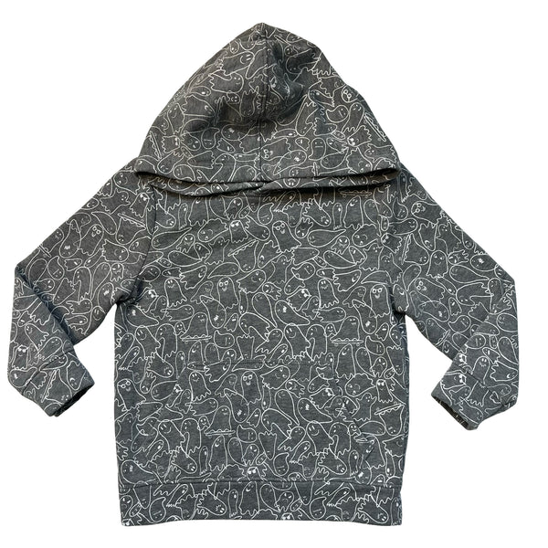 Old Navy Gray Ghost Print Hooded Sweatshirt - Size 2T