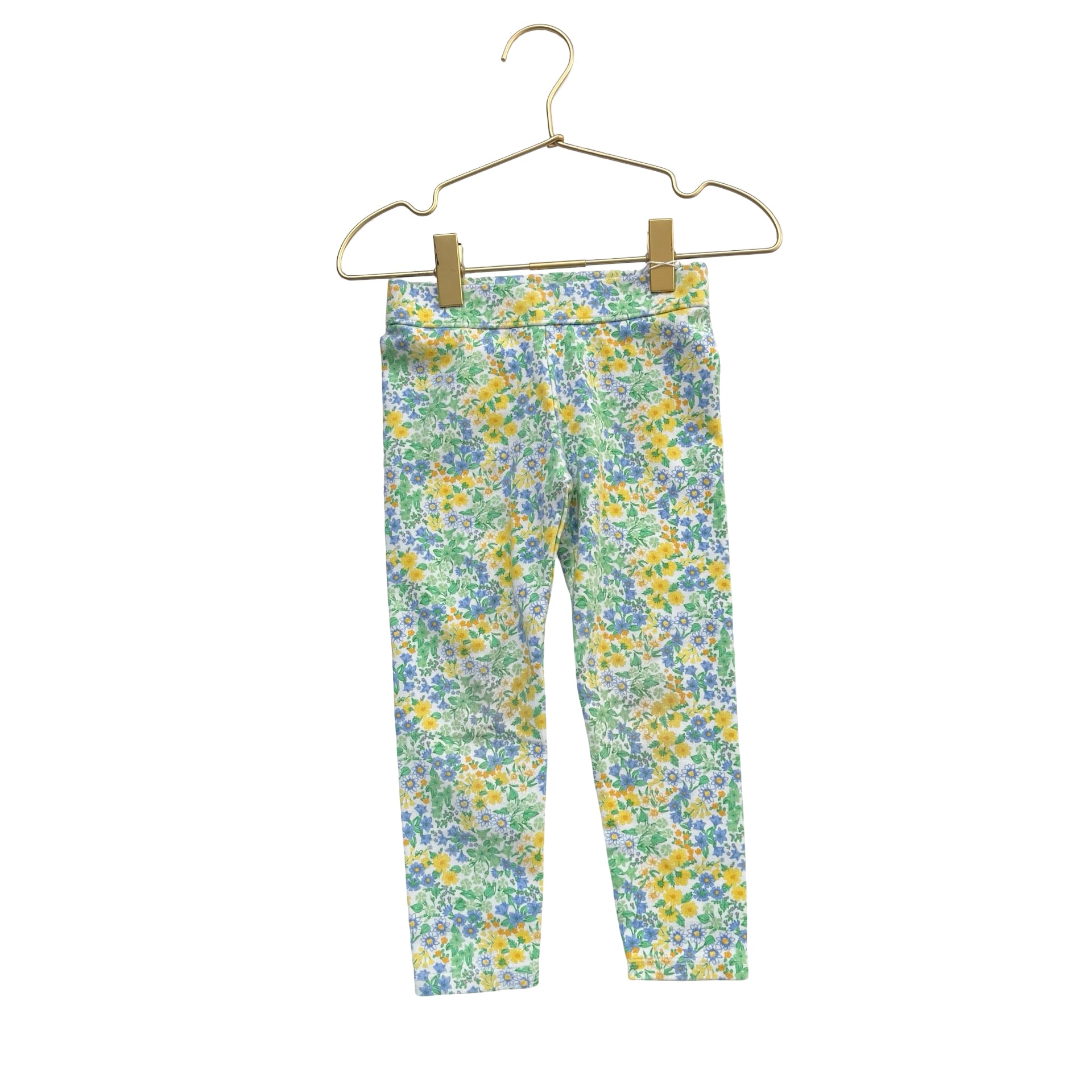 Janie and Jack Yellow, Green, Blue Floral Leggings - Size 3