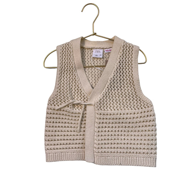 Zara Ivory Crochet Knit Cardigan Vest - Size 3-4