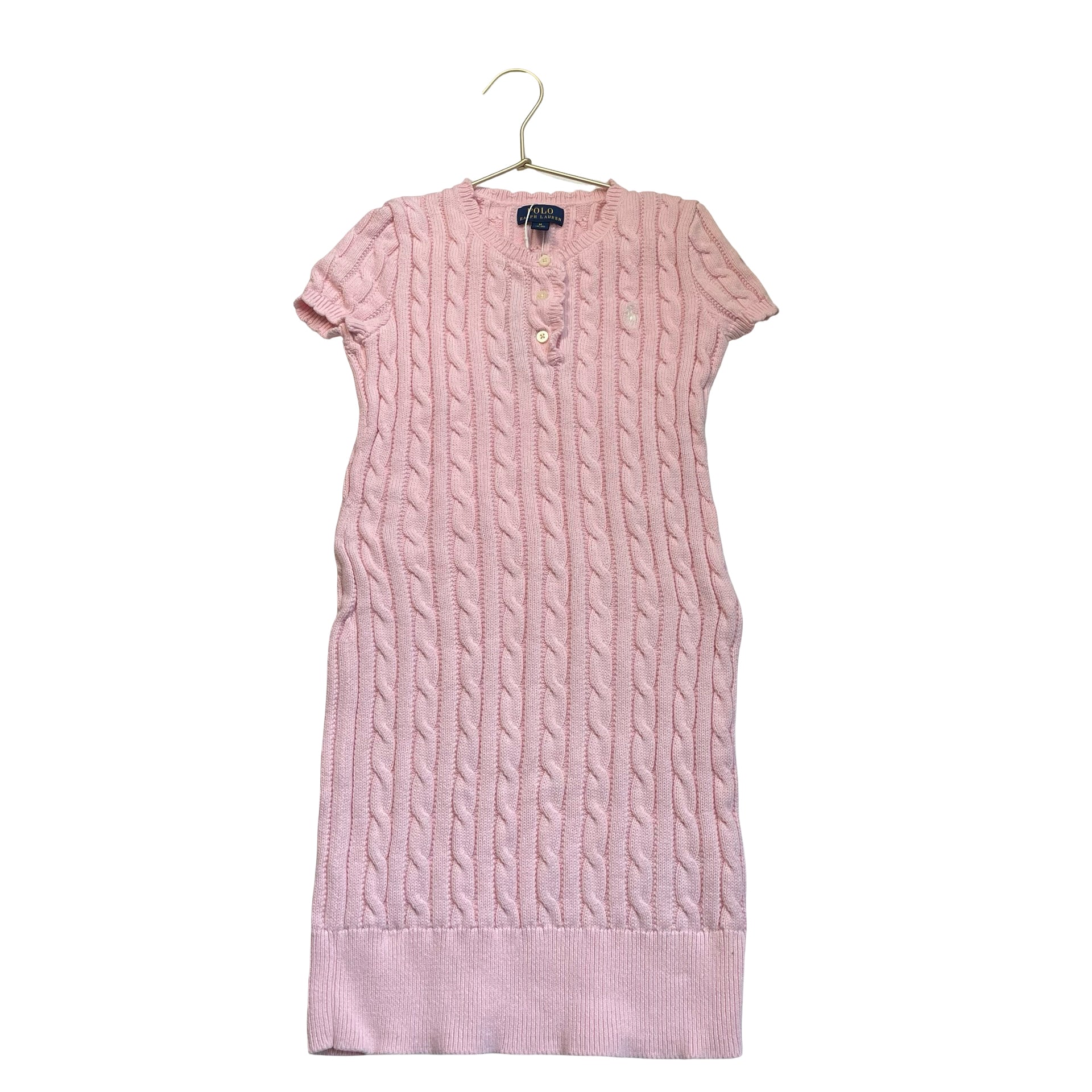 Polo Ralph Lauren Pink Cotton Cable-Knit Dress - Size M 8-10