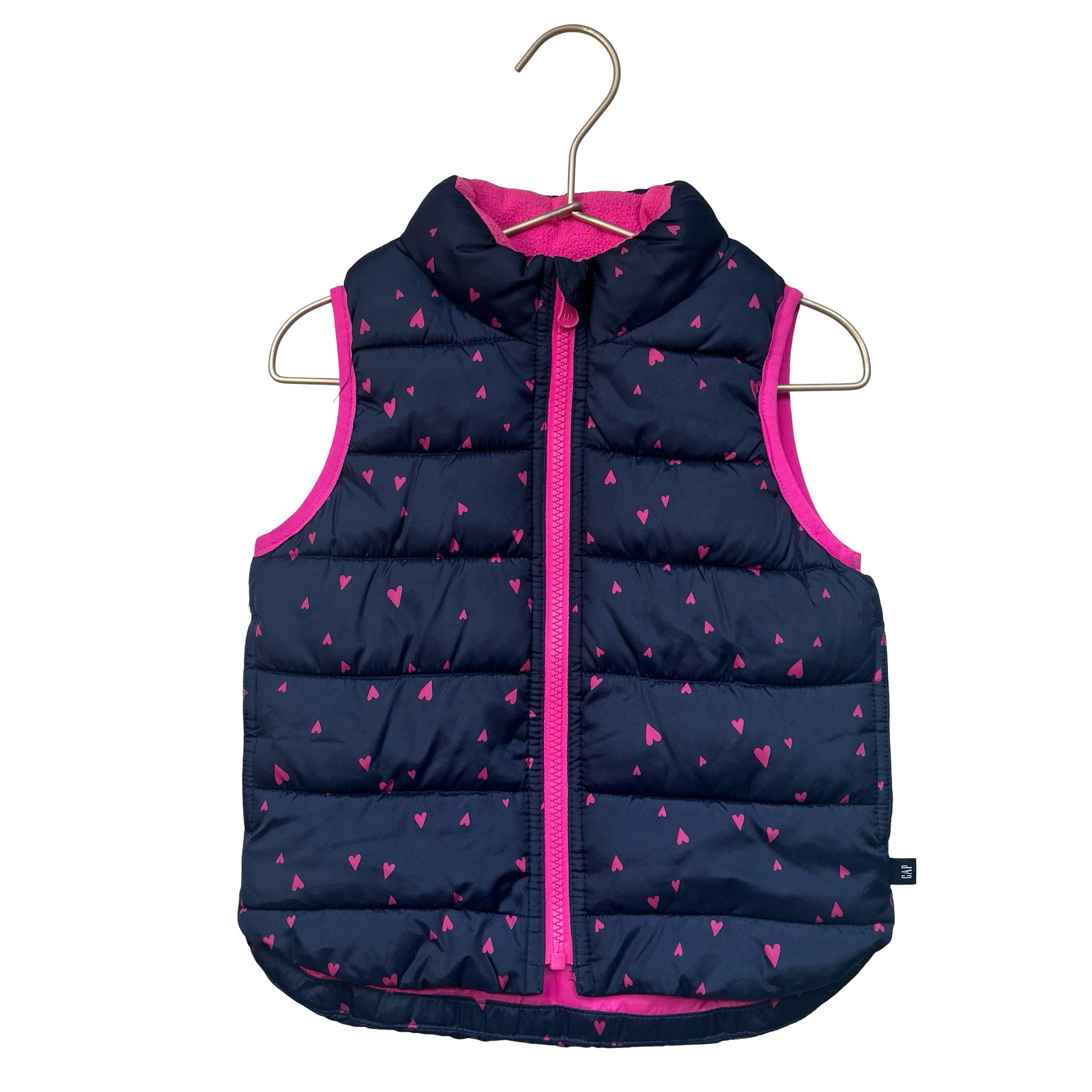 Baby Gap ColdControl Navy & Pink Heart Print Puffer Vest - Size 3