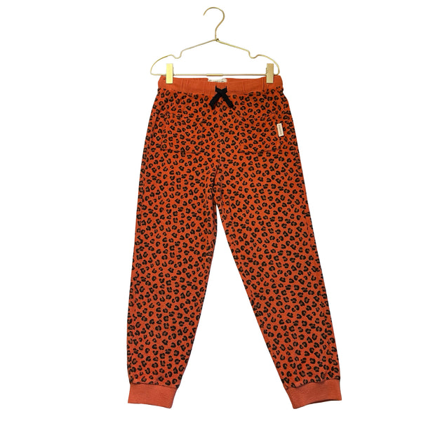 Piupiuchick Orange Leopard Print Terry Joggers - Size 8Y