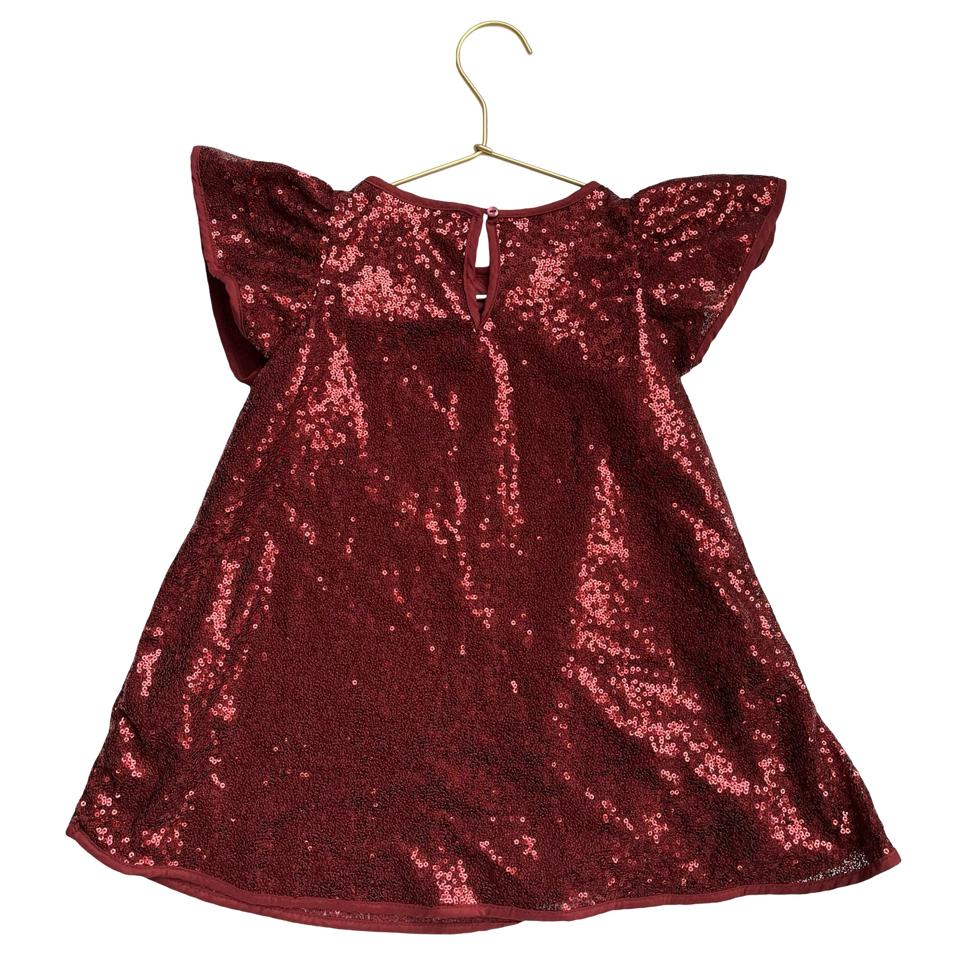 H&M Dark Red Sequins Short Sleeve Dress - Size 3