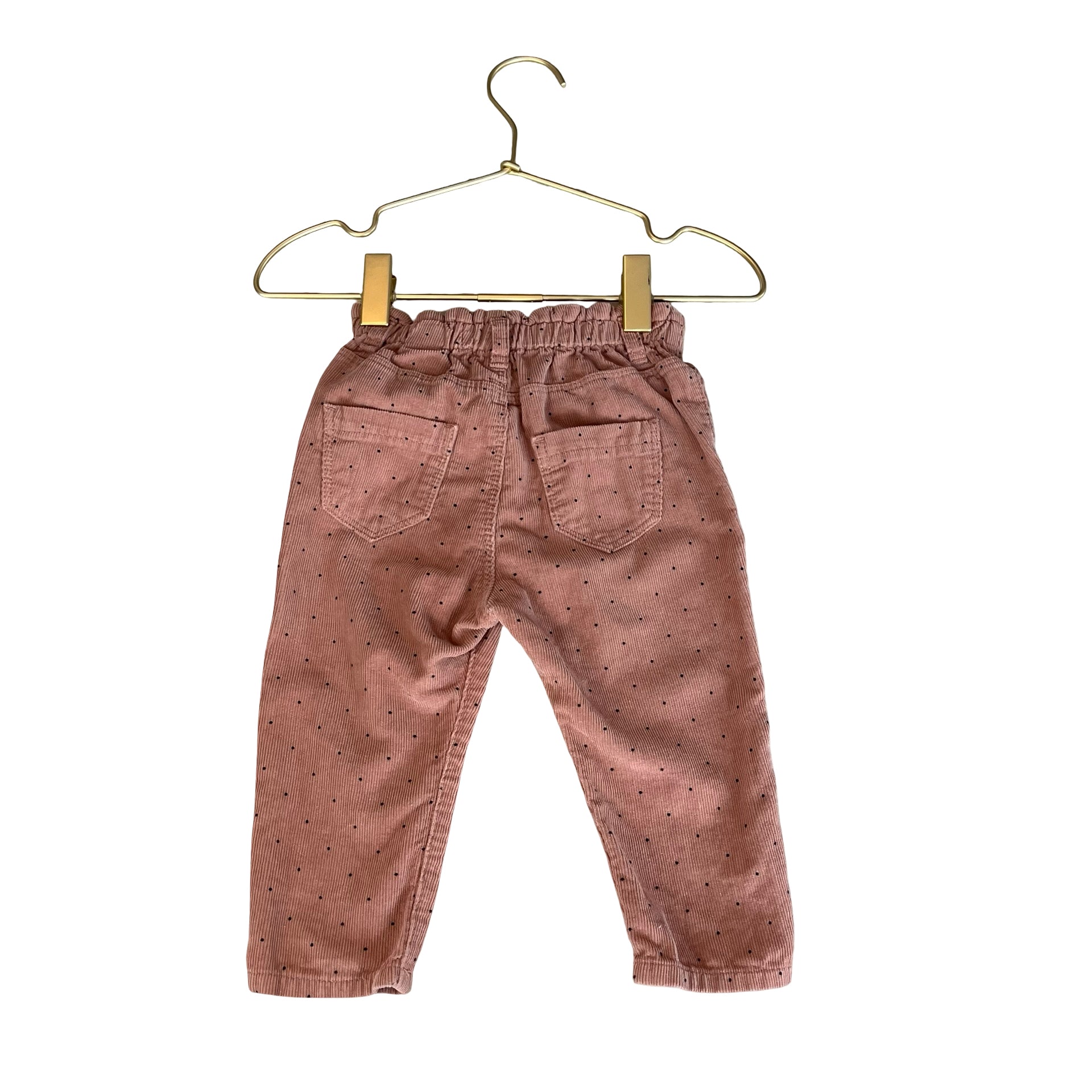 Zara Peach & Black Dot Corduroy Pants - Size 6-9 Mo