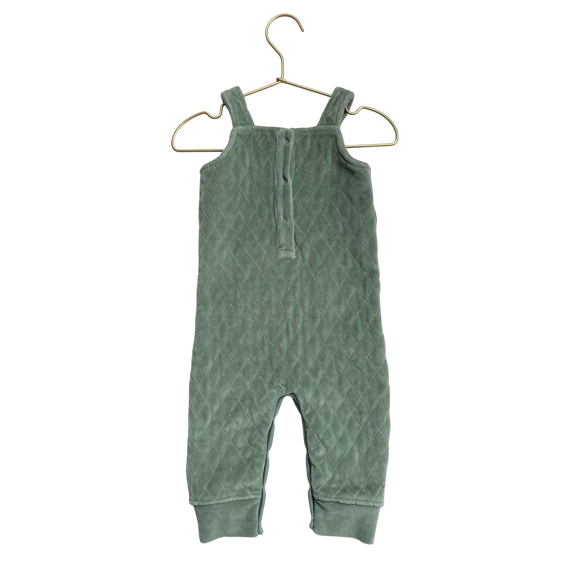 Kate Quinn Sage Green Quilted Velour One-Piece Overall - Size 6-12 Mo