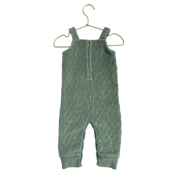 Kate Quinn Sage Green Quilted Velour One-Piece Overall - Size 6-12 Mo