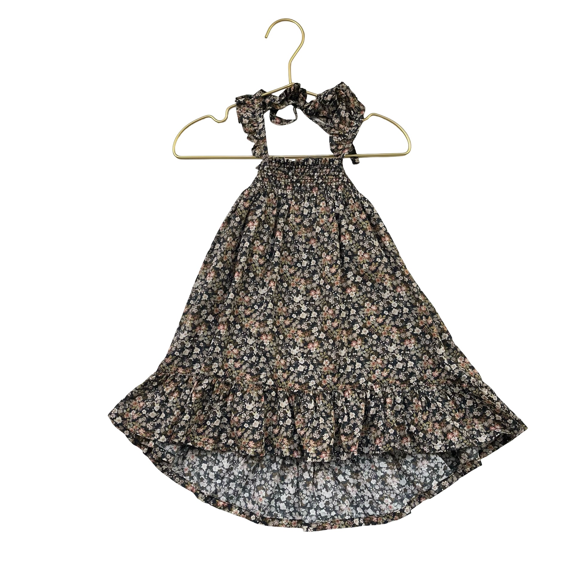 Jamie Kay Black & Neutral Floral Smocked Halter Dress - Size 1Y