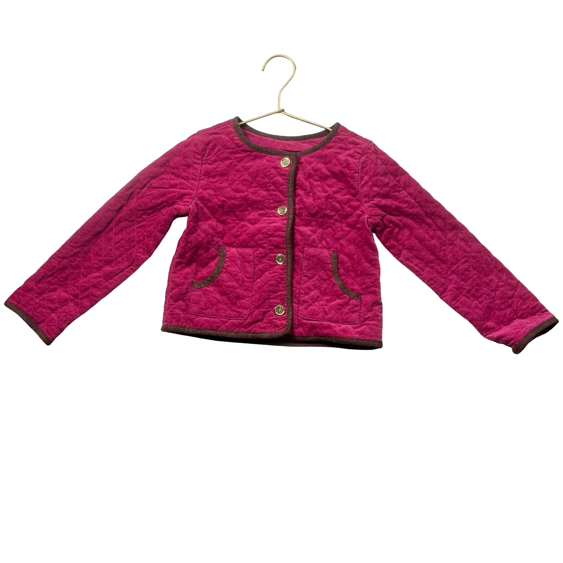 Janie and Jack Raspberry Pink Quilted Velvet Jacket - Size 3-4
