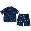 Old Navy Navy Terry Palm Tree Print Shorts & Button Down Shirt Set - Size 3T