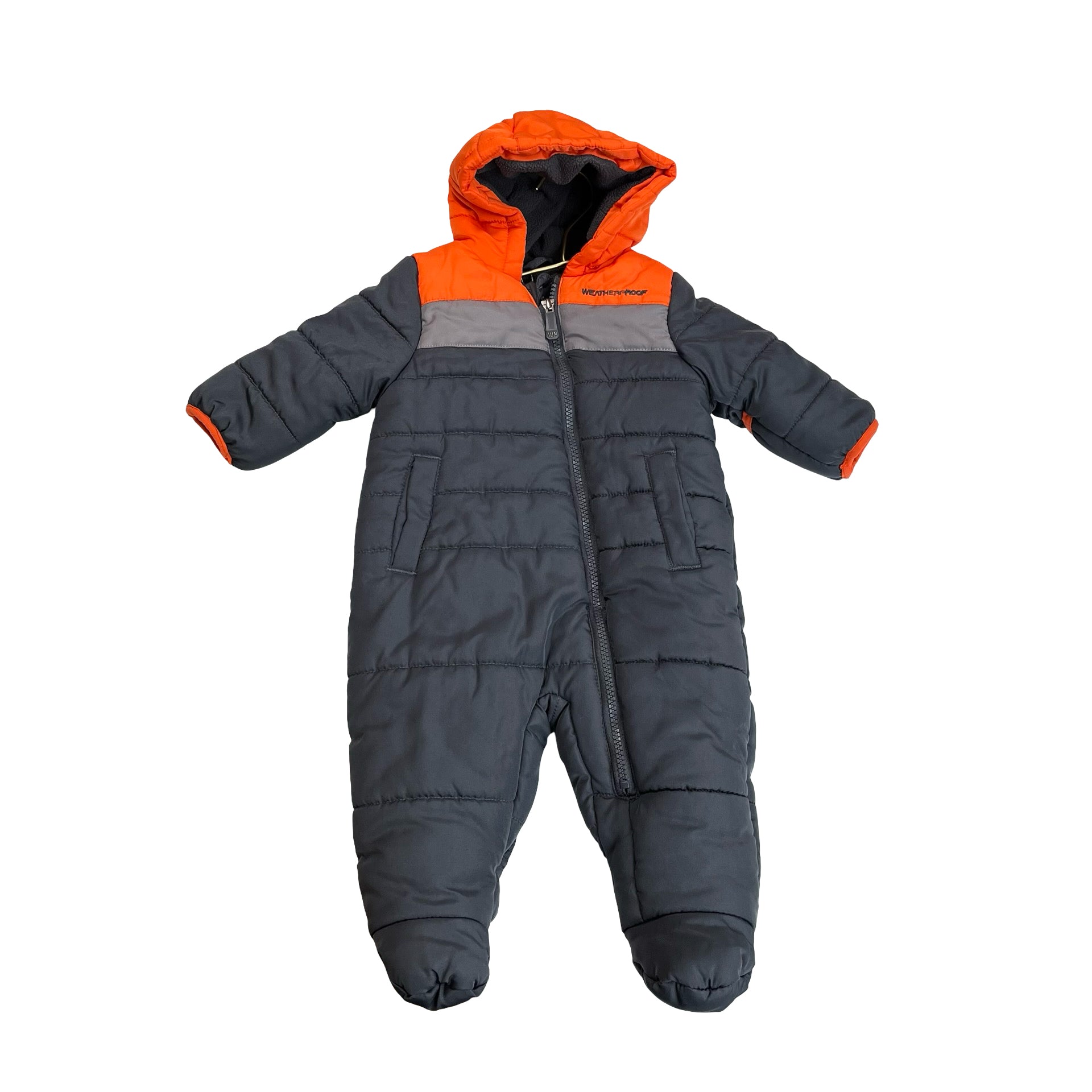 Weatherproof Gray and Orange Insulated Bunting - Size 3-6 Mo