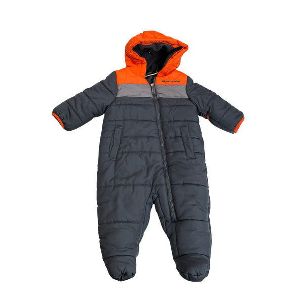 Weatherproof Gray and Orange Insulated Bunting - Size 3-6 Mo