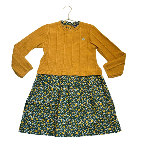 Sergent Major Mustard Sweater & Green Floral Dress - Size 7A
