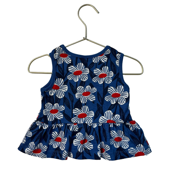 Hanna Andersson Blue Flower Print Tank - Size 2T