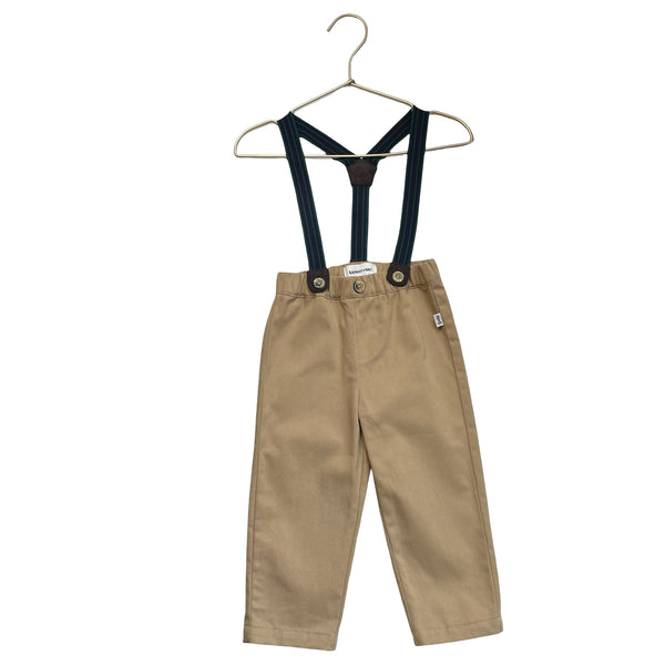 Sammy + Nat Khaki Pants, Navy & Green Suspenders - Size 12-18 Mo
