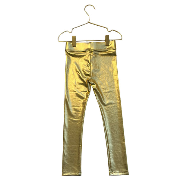 Crewcuts Gold Metallic Leggings - Size 5