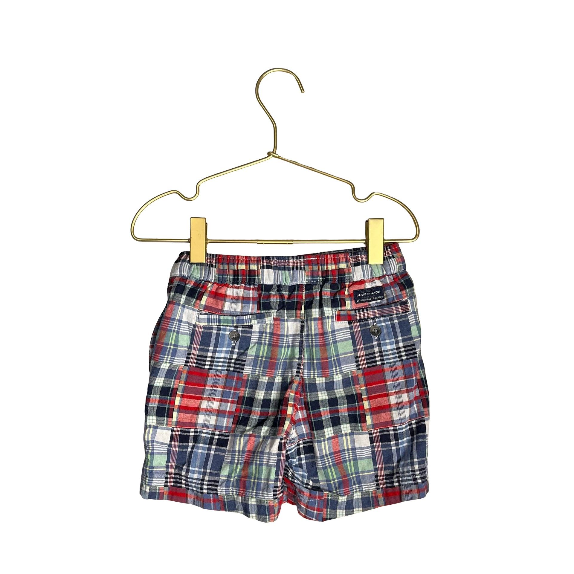 Janie and Jack Madras Plaid Patchwork Shorts - Size 4