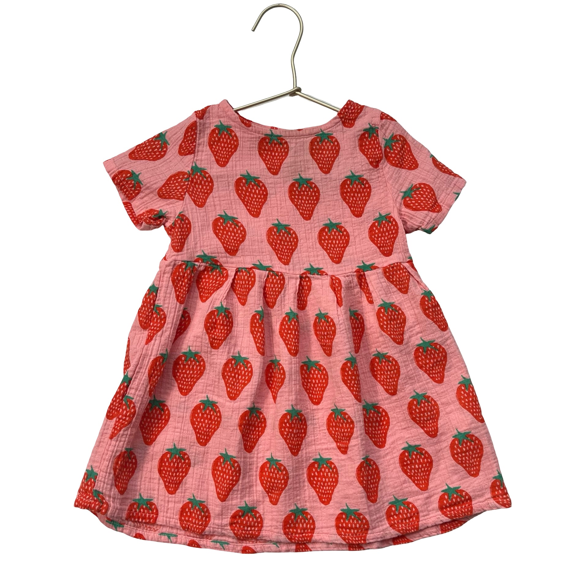 Bobo Choses Pink & Red Strawberry Print Dress - Size 12-18 Mo