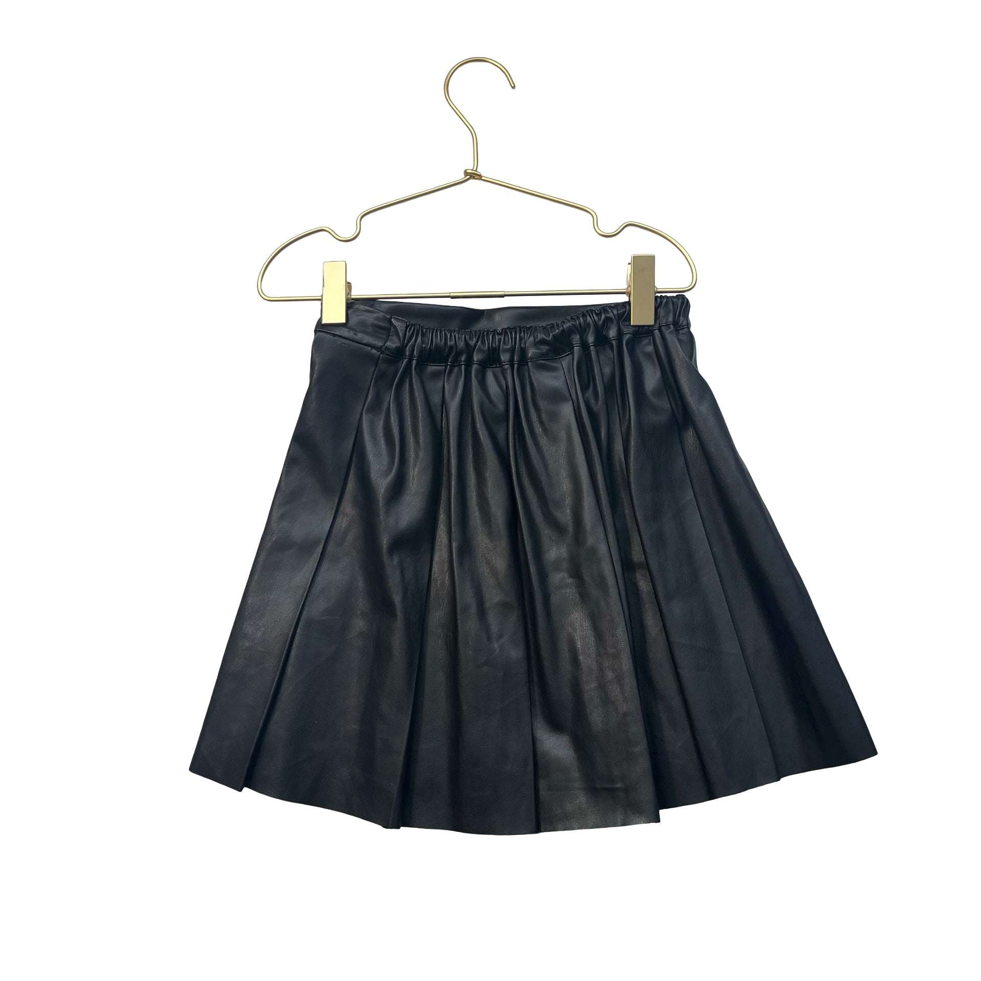 Crewcuts Black Faux Leather Pleated Skirt - Size L 10-11