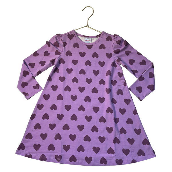 Hanna Andersson Lavender & Plum Heart Print Dress - Size 5