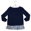 Crewcuts Navy Cotton Sweater, Striped Hem Trim - Size 6-7