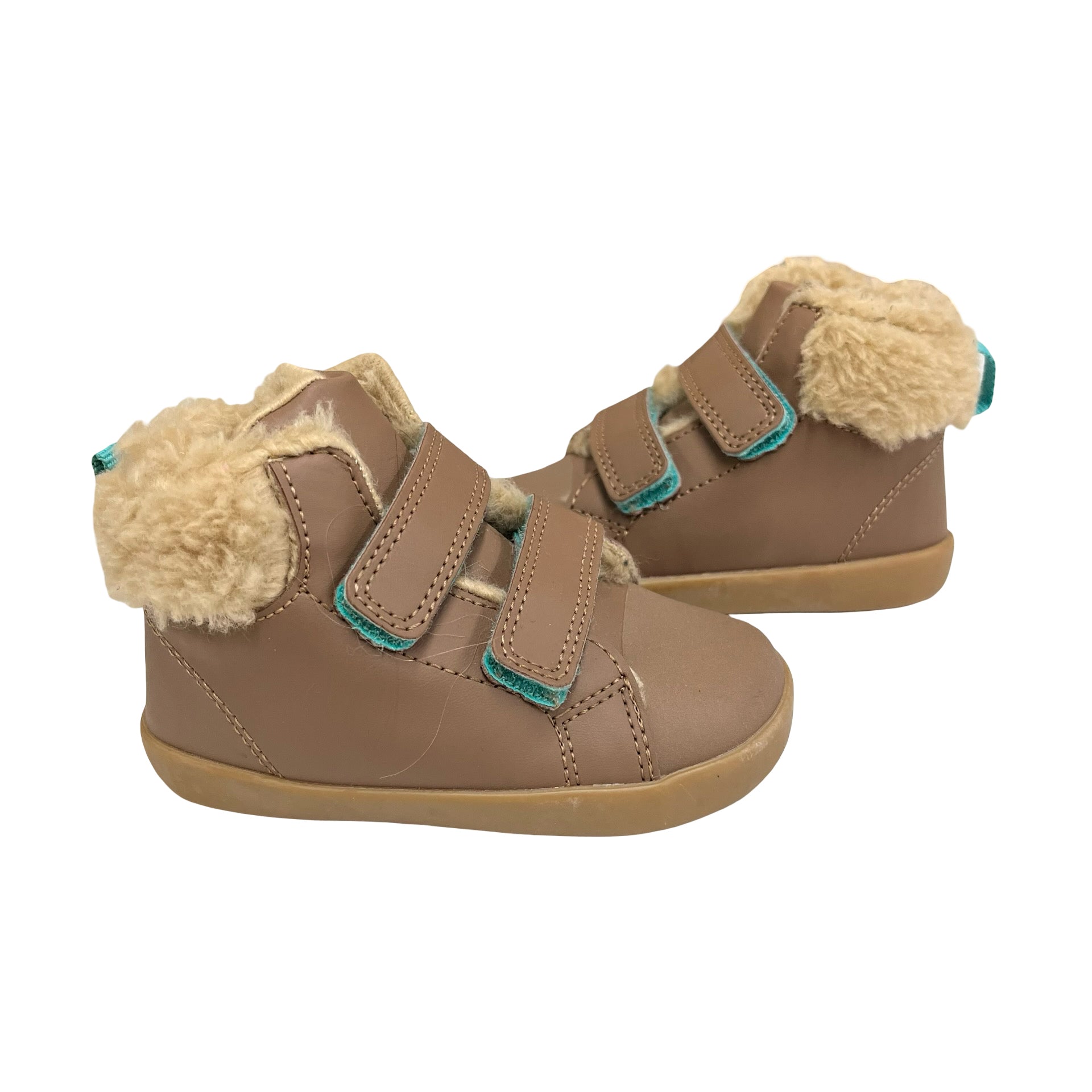 Ten Little Lined Brown Velcro Shoes - Size 7.5