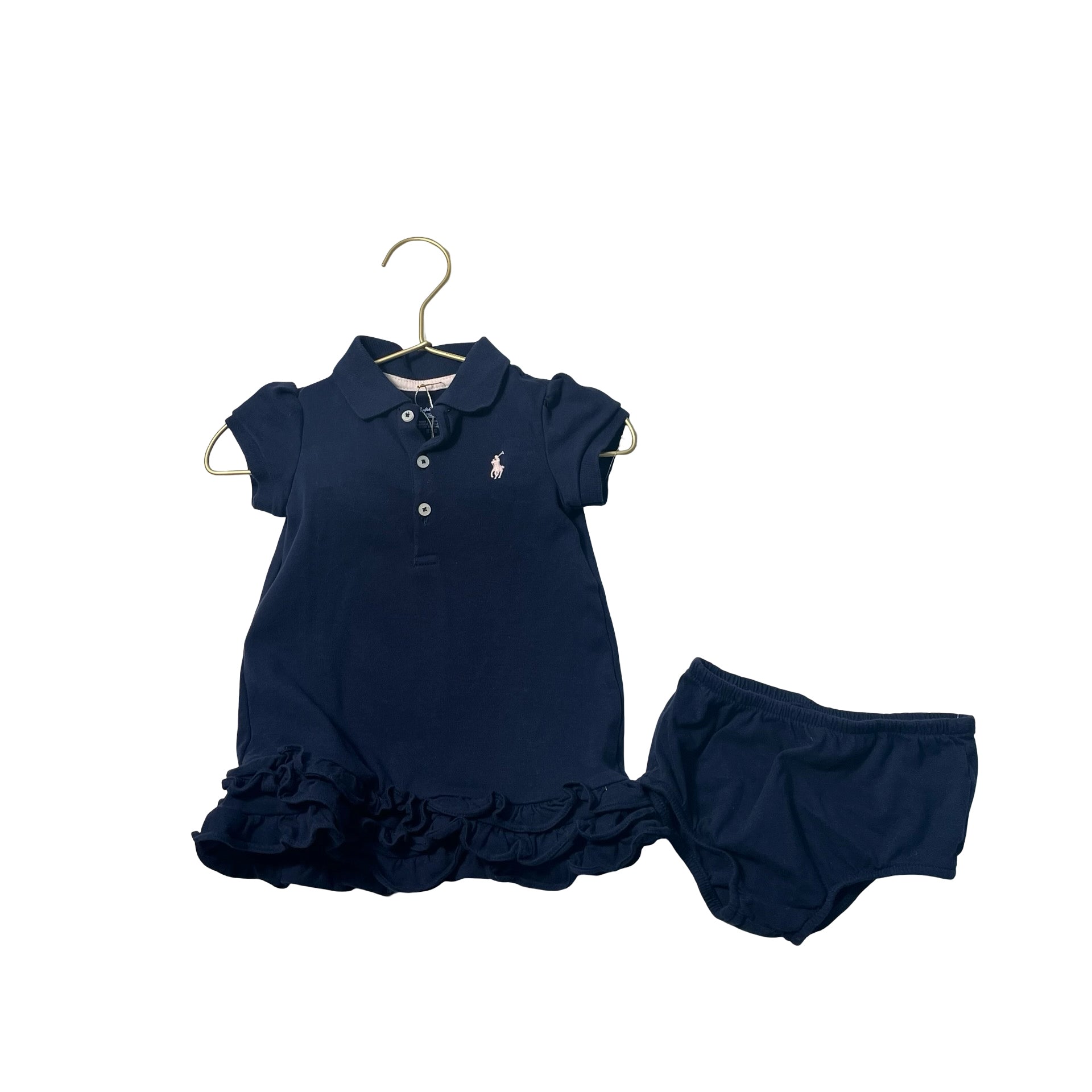 Ralph Lauren Navy Polo Dress & Bloomers - Size 12 Mo