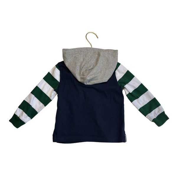 Ralph Lauren Navy, Gray, Green Hooded Rugby Shirt - Size 24 Mo