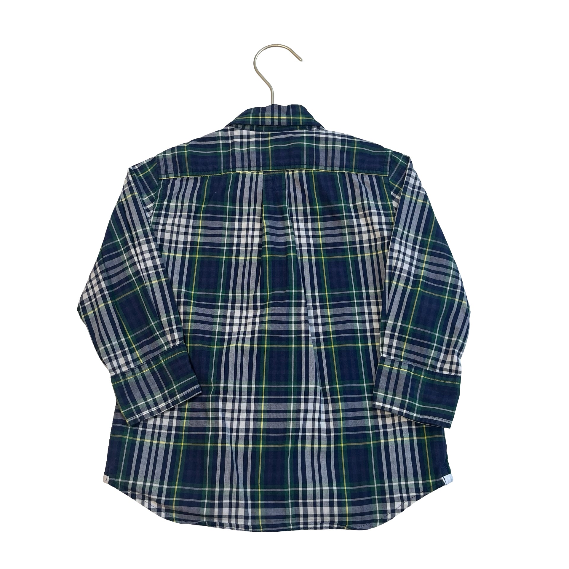 Crewcuts Navy, Green, White, Yellow Plaid Button Down - Size 2