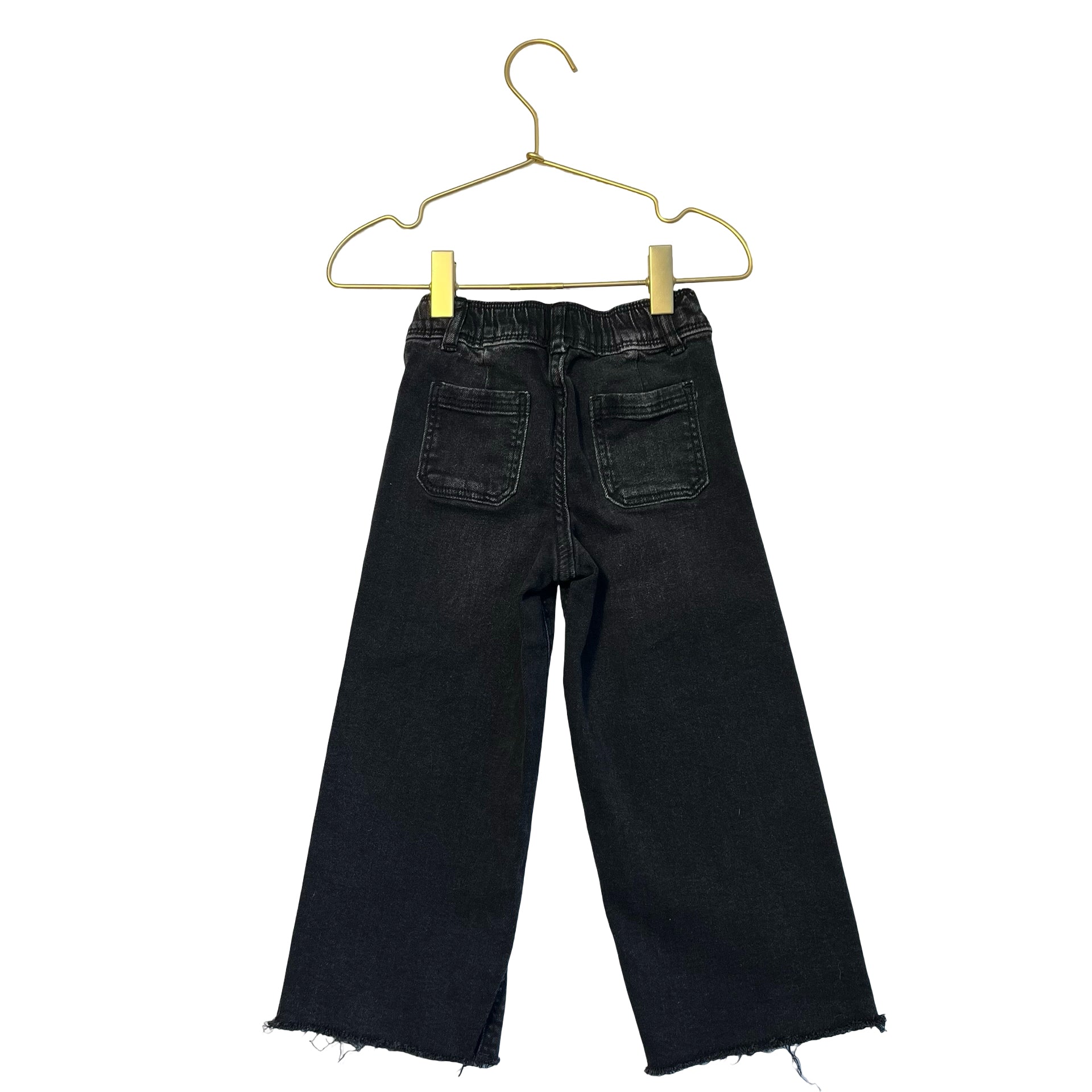 Zara Wide-Leg Raw-Hem Black Denim Jeans - Size 4
