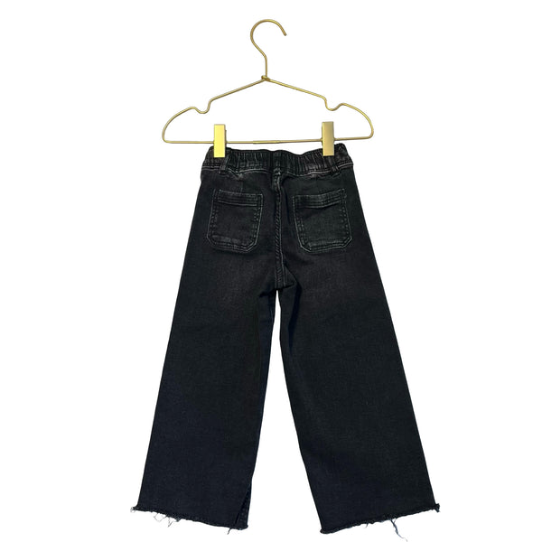 Zara Wide-Leg Raw-Hem Black Denim Jeans - Size 4