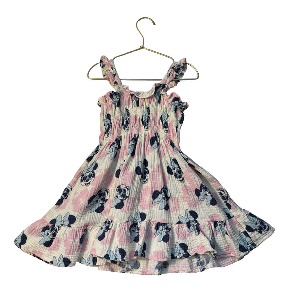 Disney Ivory, Pink, Blue Flower & Minnie Mouse Print Dress - Size 5T