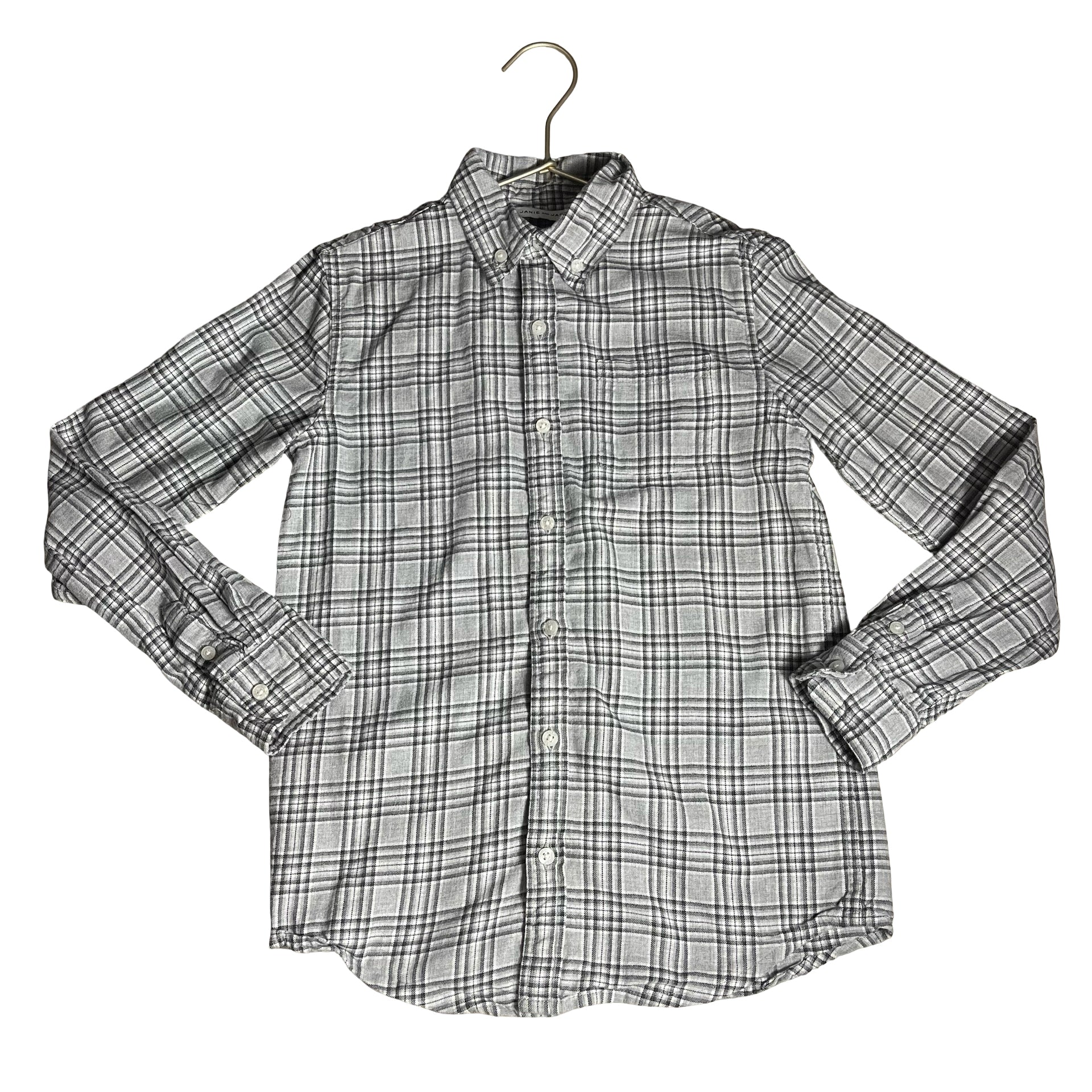Janie and Jack Gray Plaid Button Down Shirt - Size 10