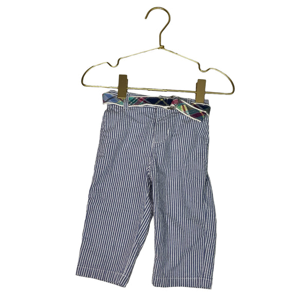 Ralph Lauren Blue & White Seersucker Pants & Madras Belt - Size 9 Mo