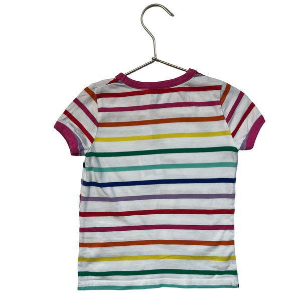 Mini Boden Colorful Striped Bird Applique T-Shirt - Size 3-4Y