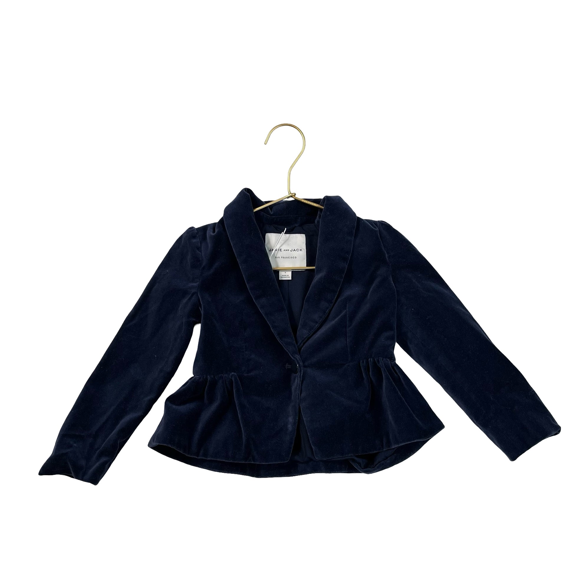 Janie and Jack Navy Velvet Blazer - Size 3