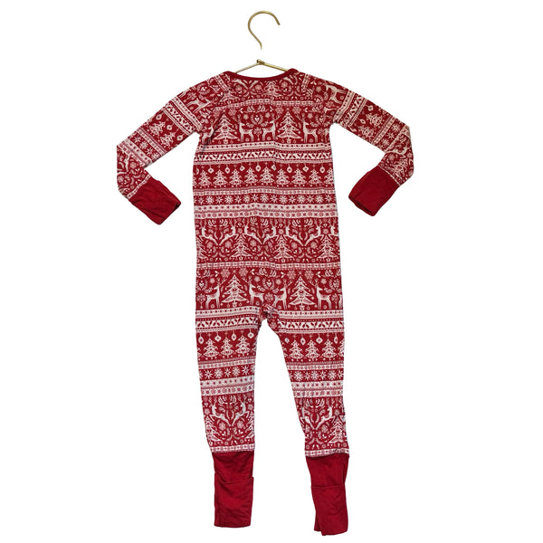 Little Sleepies Red Christmas Print One-Piece PJs - Size 12-18 Mo