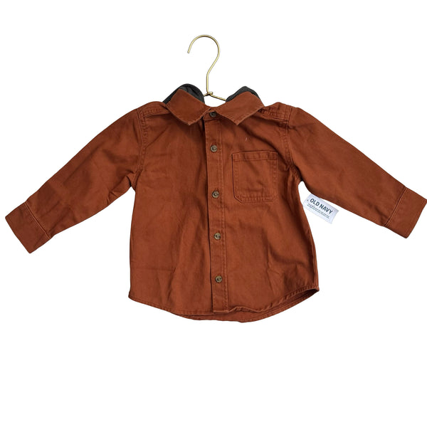 Old Navy Rust & Gray Hooded Button Down Shirt with Tag - Size 2